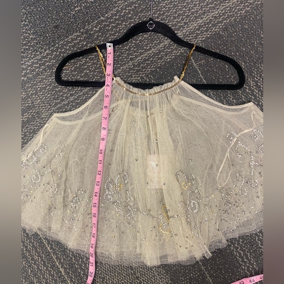 NWT Free People Cream Mesh Sequin Sparkle Swing Tank - Picture 11 of 13